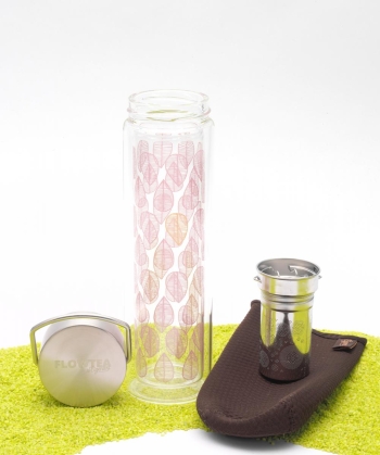 FlowTea Teezubereiter aus Glas Leaf 400ml Neoprenhülle