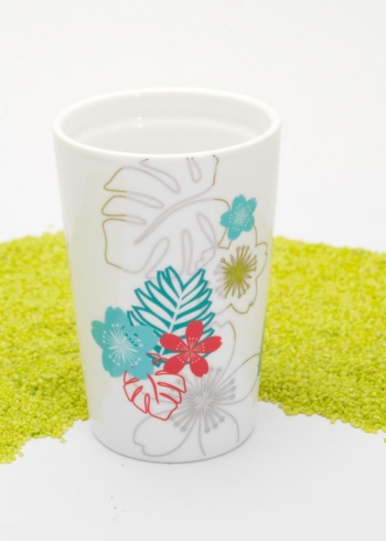 Trinkbecher Teaeve Porzellan mit Deckel & Edelstahlsieb Little Geisha red 350ml