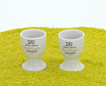2er Set Eierbecher mit Fuß aus Porzellan Mensch