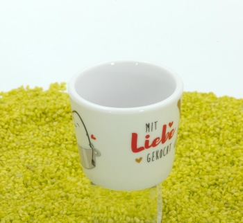 Eierbecher aus Porzellan Mit Liebe gekocht