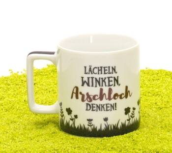 Tasse Porzellan Wortheld Winken 450 ml