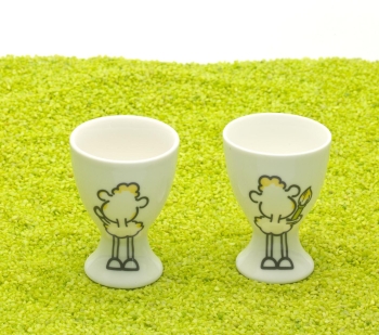 2er Set Eierbecher mit Fuß aus Porzellan Das Gelbe vom Ei