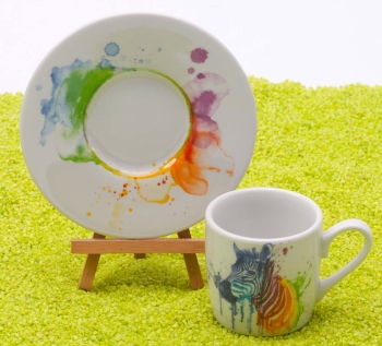 Espressotasse Porzellan Watercoloured Animals - Zebra 85ml