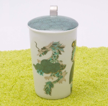 Trinkbecher Teaeve Porzellan mit Deckel & Edelstahlsieb Little Animals Leo 350ml