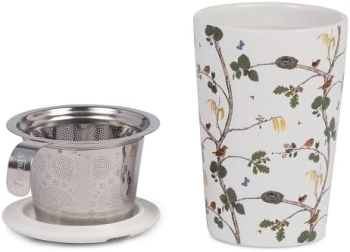 Trinkbecher Teaeve Porzellan mit Deckel & Edelstahlsieb Merla 350ml