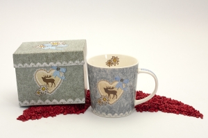 Henkelbecher Porzellan Trend Mug Oktoberfest Emblem mit Hirsch 350ml