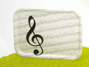 Tablett aus Birkenholz I Love Music 27 x 20 cm