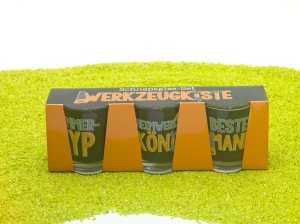 3er Set Schnapsglas Werkzeugkiste 6cl