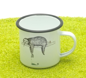 Tasse aus Emaille Faultier 300ml