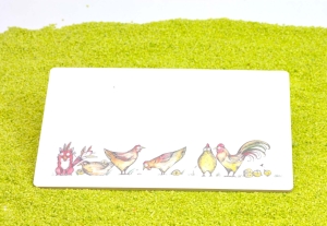 Brettchen aus Holz Fuchs im Hühnerpelz 22 x15 cm