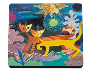 Untersetzer aus Filz mit MDF Druck Wachtmeister - Wonderland (Katzen)