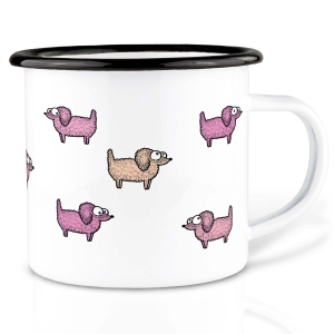 Tasse aus Emaille Pudel Rudel (Hund,Pudel) 300ml