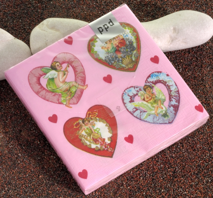 Papier Servietten Glitter Hearts