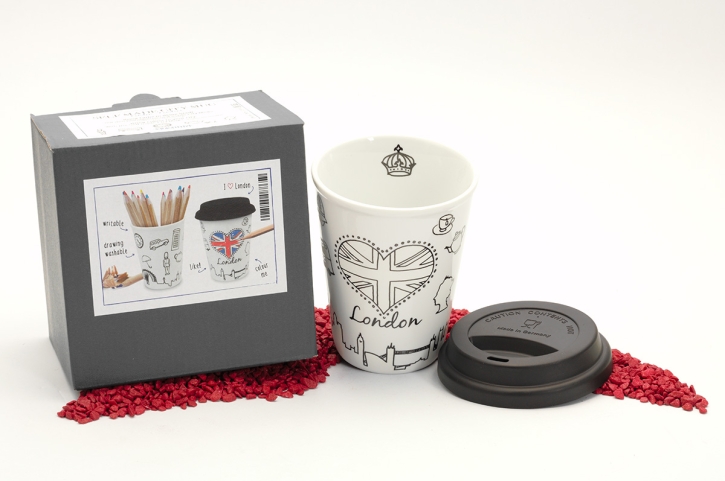 Coffee To Go Becher Porzellan DIY Selfmade City Mug - London 380ml