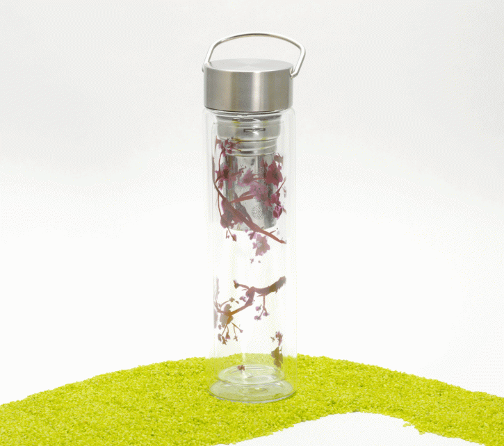 FlowTea Teezubereiter aus Glas Cherry Blossom 400ml Neoprenhülle