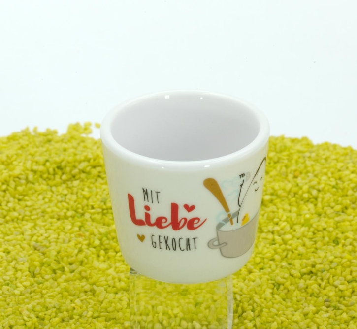 Eierbecher aus Porzellan Mit Liebe gekocht