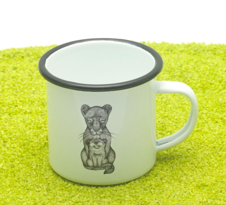 Tasse aus Emaille Löwenmutter 300ml