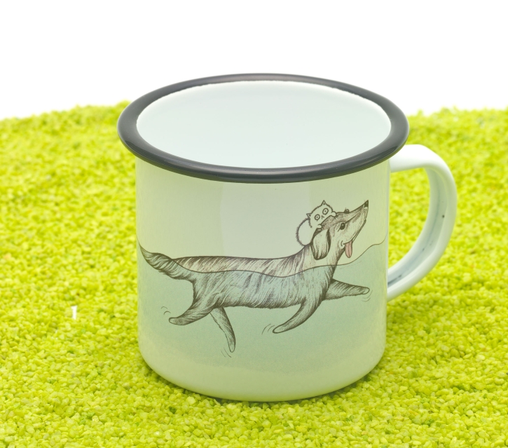 Tasse aus Emaille Der Rettungsschwimmer (Hund, Katze) 300ml