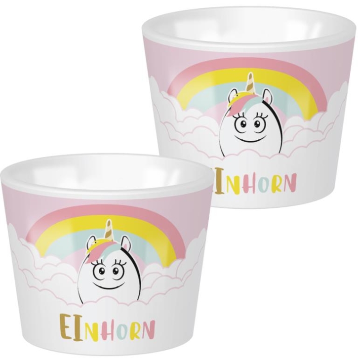 Eierbecher aus Porzellan Einhorn (Regenbogen)