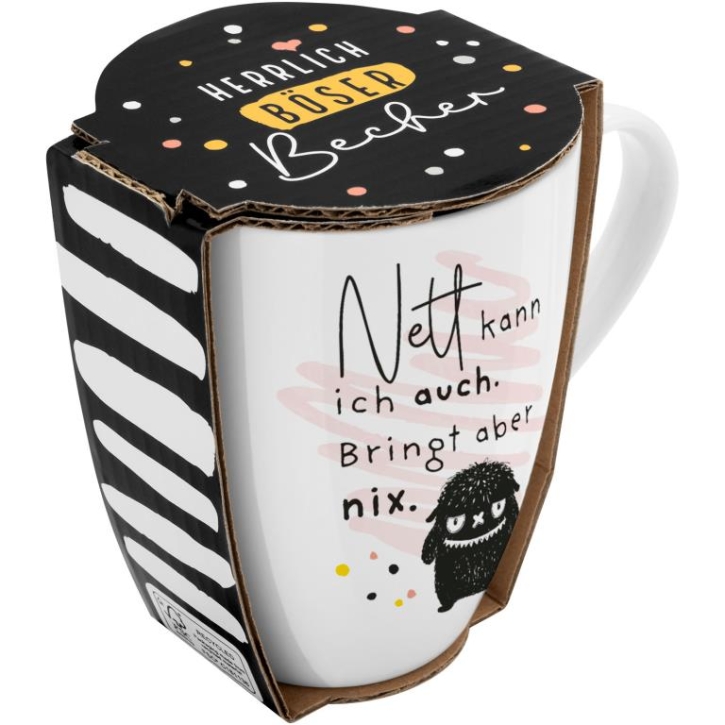 Becher Porzellan Herrlich böser Becher Nett 350ml