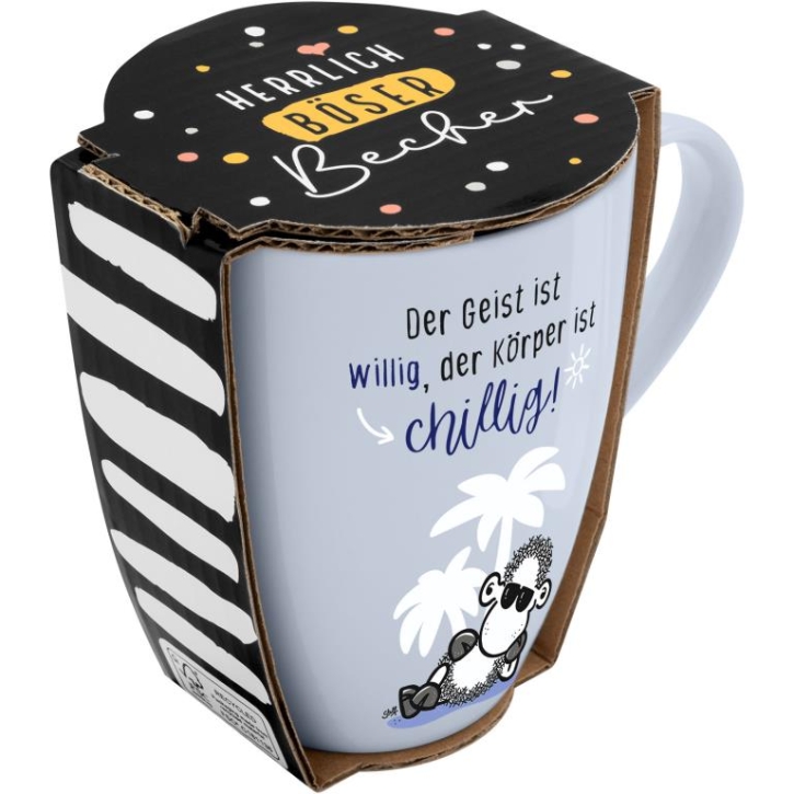 Becher Porzellan Herrlich böser Becher Chillig 350ml