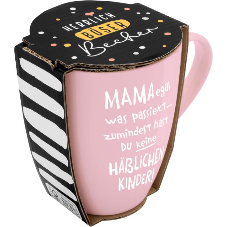 Becher Porzellan Herrlich böser Becher Mama - Egal 350ml