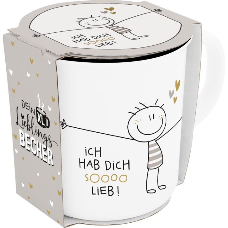 Extragroßer Lieblingsbecher Porzellan HDSL (Hab Dich So Lieb) 550 ml