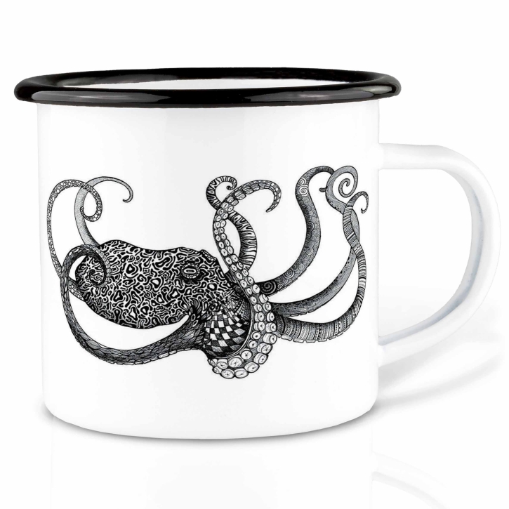 Tasse aus Emaille Oktopus 300ml