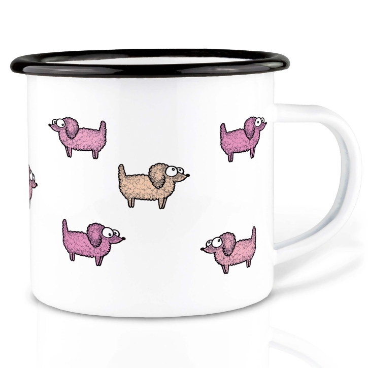 Tasse aus Emaille Pudel Rudel (Hund,Pudel) 300ml