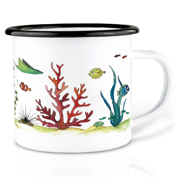 Tasse aus Emaille Unterwasserwelt 500ml